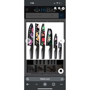 Astercook Knife Set 6 Piece Flower Kitchen Stainless Steel 6 Blade Guards Black